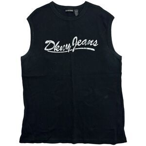 Men's DKNY JEANS Black 100% Cotton Sleeveless Tank-top Size 2XL Gym Workout Tops